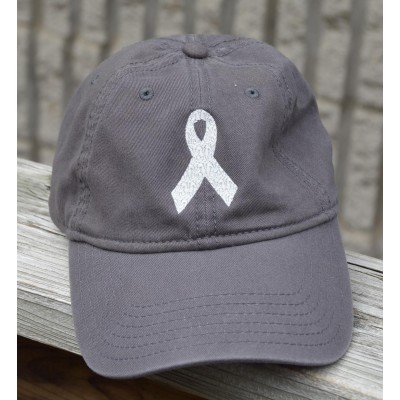 Gray Adjustable BASEBALL CAP Hat WHITE SILVER CANCER RIBBON Brain Bone Asthma  eb-69155333